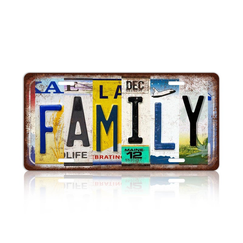 MTsigns Vintage Family Metal Tin Sign License Plate Wall Decor 12 x 6 Inches - Image 1